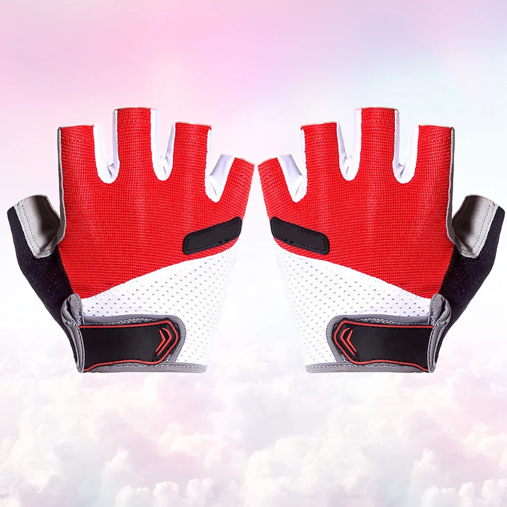 

1Pair Stylish Grip Enhancing Cycling Gloves Half Finger Unisex M Red for Outdoor Sports Half Finger Short Gloves