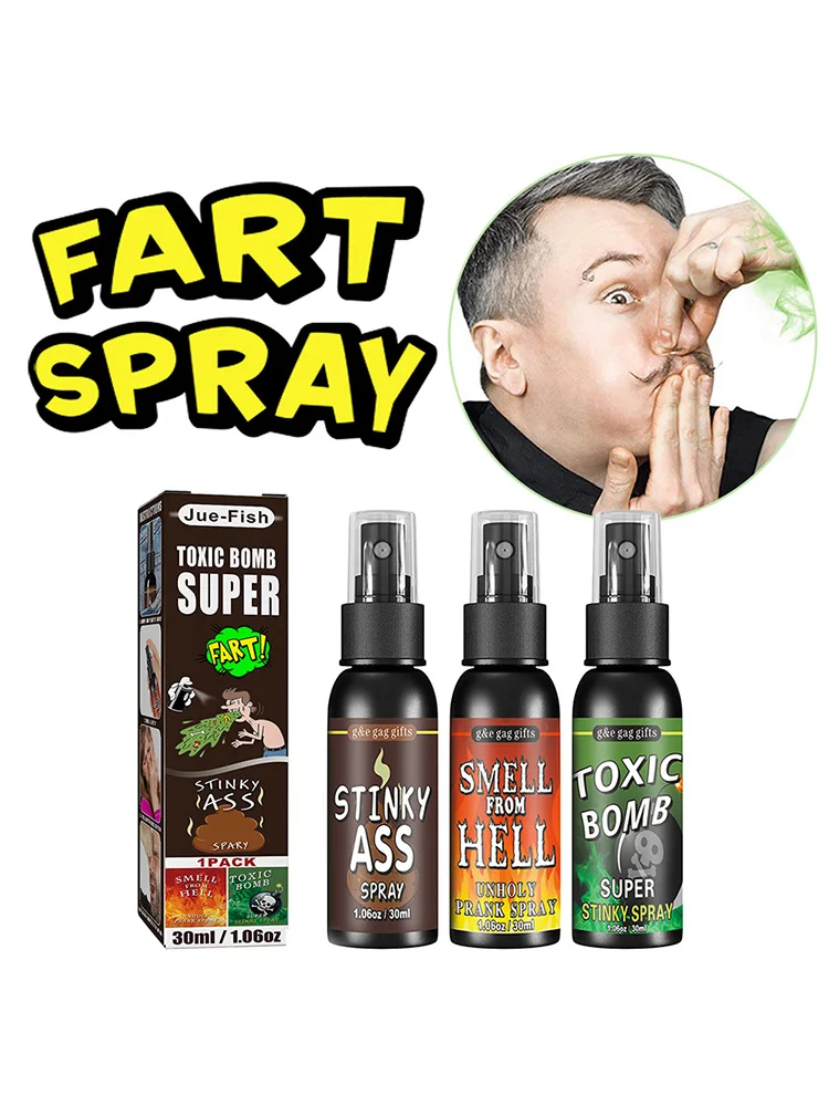 30ml Fart Gag Spray Prank Joke Plastic Spoof Odor Spray Party Supplies Stinky Gas for Adults Kids Non Toxic Halloween Funny Toys