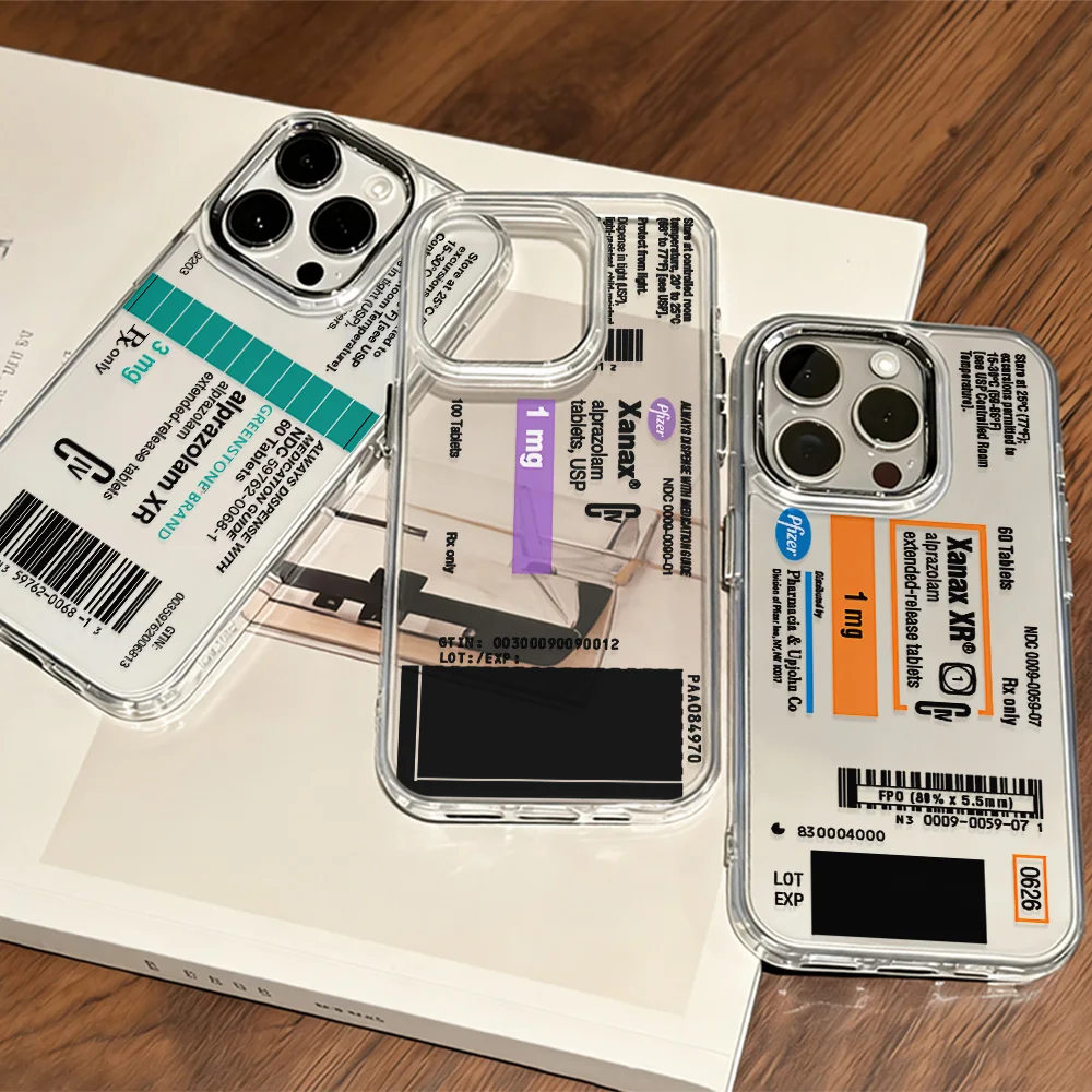 Coole Alprazolam Handyhülle für iPhone 17 16e 16 15 14 13 12 11 Mini Pro Max X XR XSMAX 8 7 Air Plus Transparente Weiche Schutzhülle