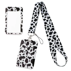 Milk Cow Spots Card Holder Novel Neck Strap Lanyards Keychain ID Credit Card Cover Hang Rope Lariat Anti-lost Lanyard for Keys