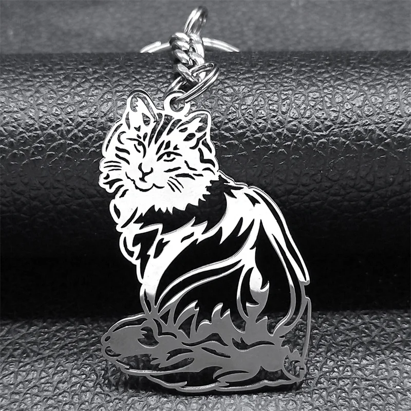 

Aesthetic Animal Cat Ragdoll Key Chain for Women Men Stainless Steel Silver Color Kitty Car Keychain Pet Lover Jewelry K3213S01