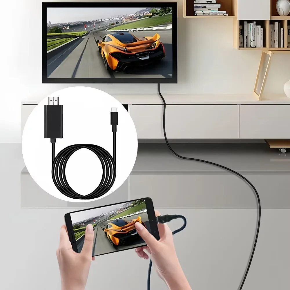 KEBIDUMEI 4K 60Hz Type C to HDMI Cable Type C Adapter HDTV Converter Cable for iPhone 17 TV Converter MacBook Air iPad Samsung