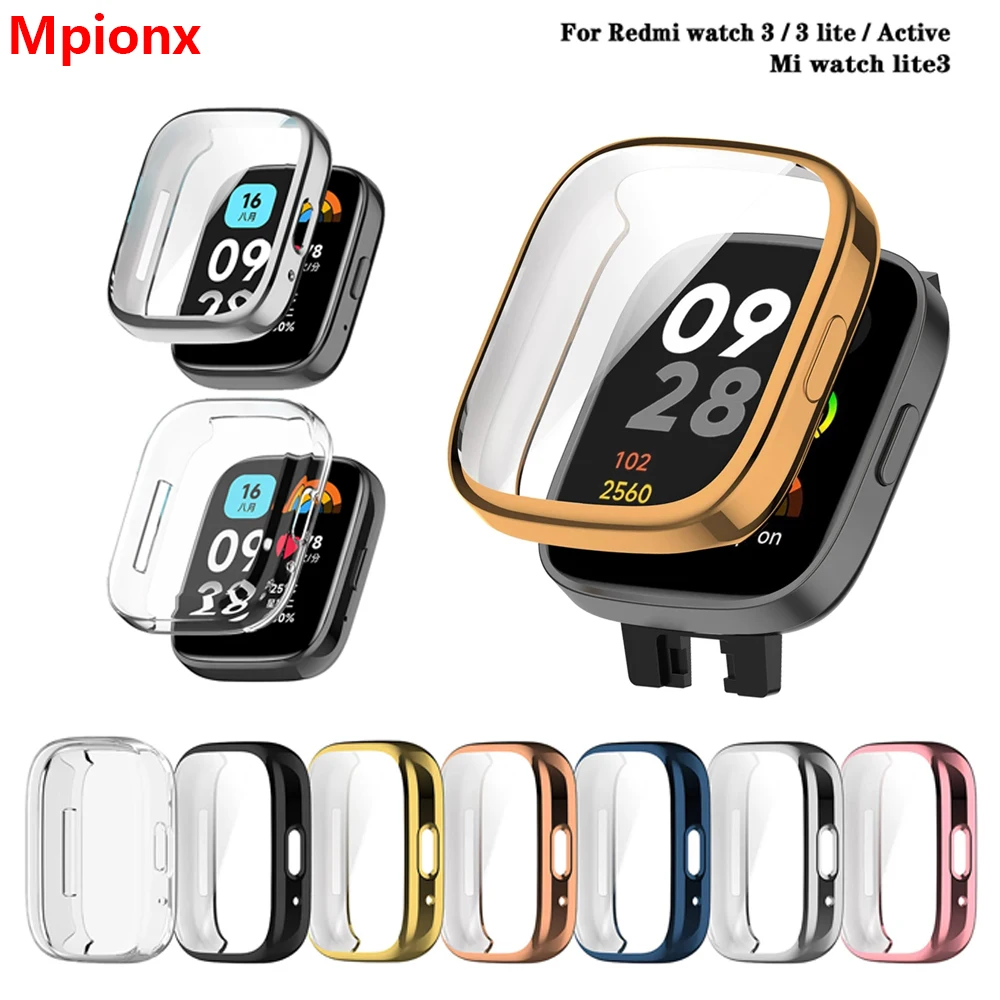 Capa completa TPU Screen Protector Case, Concha protetora para Xiaomi Redmi Watch 3 Active 3Lite SmartWatch