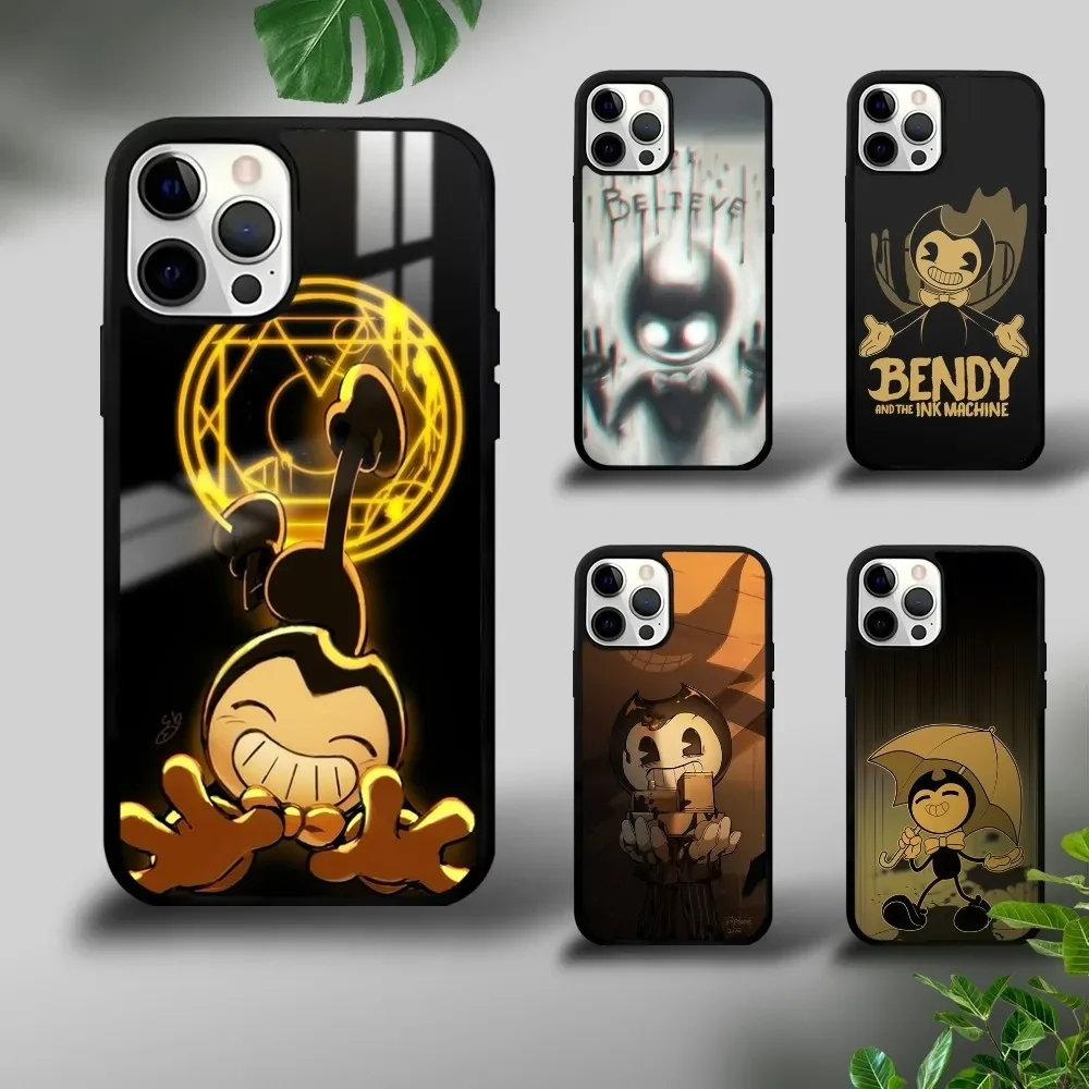 

B-Bendy The Ink M-Machines Phone Case For iPhone 16 15 14 13 12 11 Pro Xs Max Mini Plus Celulares Hard Funda