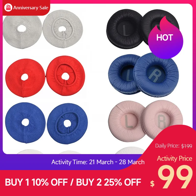 1 คู่เปลี่ยนถัก Ear Pads หมอนเบาะสําหรับ JBL Tune600 T450BT T500BT JR300BT หูฟังชุดหูฟัง 70 มม.แผ่นรองหูฟัง