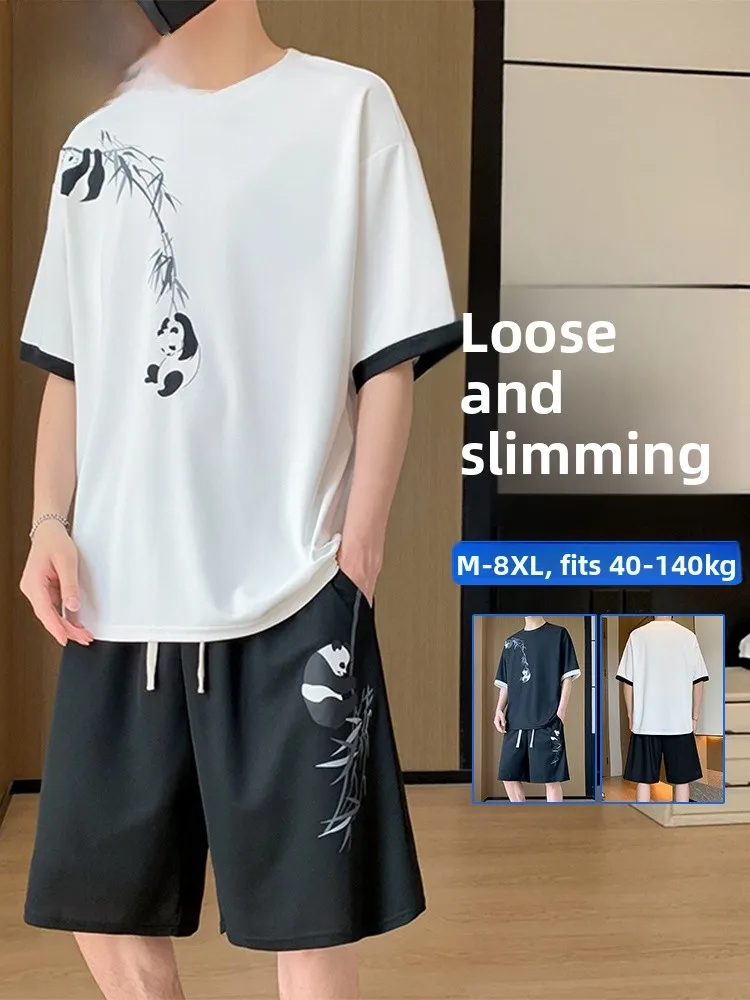 

MoChao Мужская летняя повседневная спортивная одежда большого размера, комплект ort Sve, футболка и orts, свободная посадка, удобное полиэфирное волокно