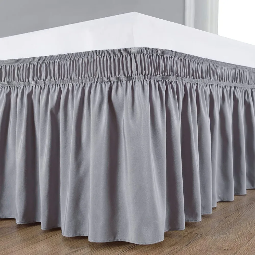 New Polyester Bed Skirt Removable Bed Side Decorations Bed Ruffles Solid Color Elastic Bed Side Skirt Home