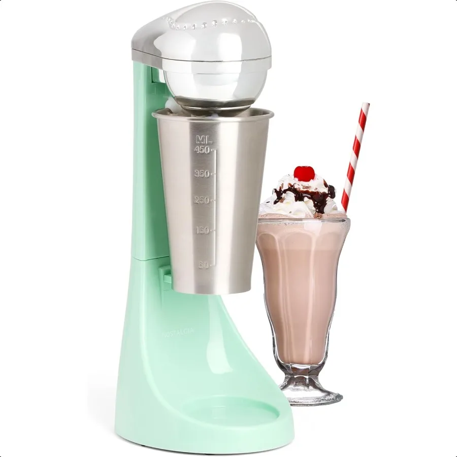 

TwoSpeed Electric Milkshake Maker and Drink Mixer Includes 16Ounce Stainl Steel Mixing Cup Rod Jade Green