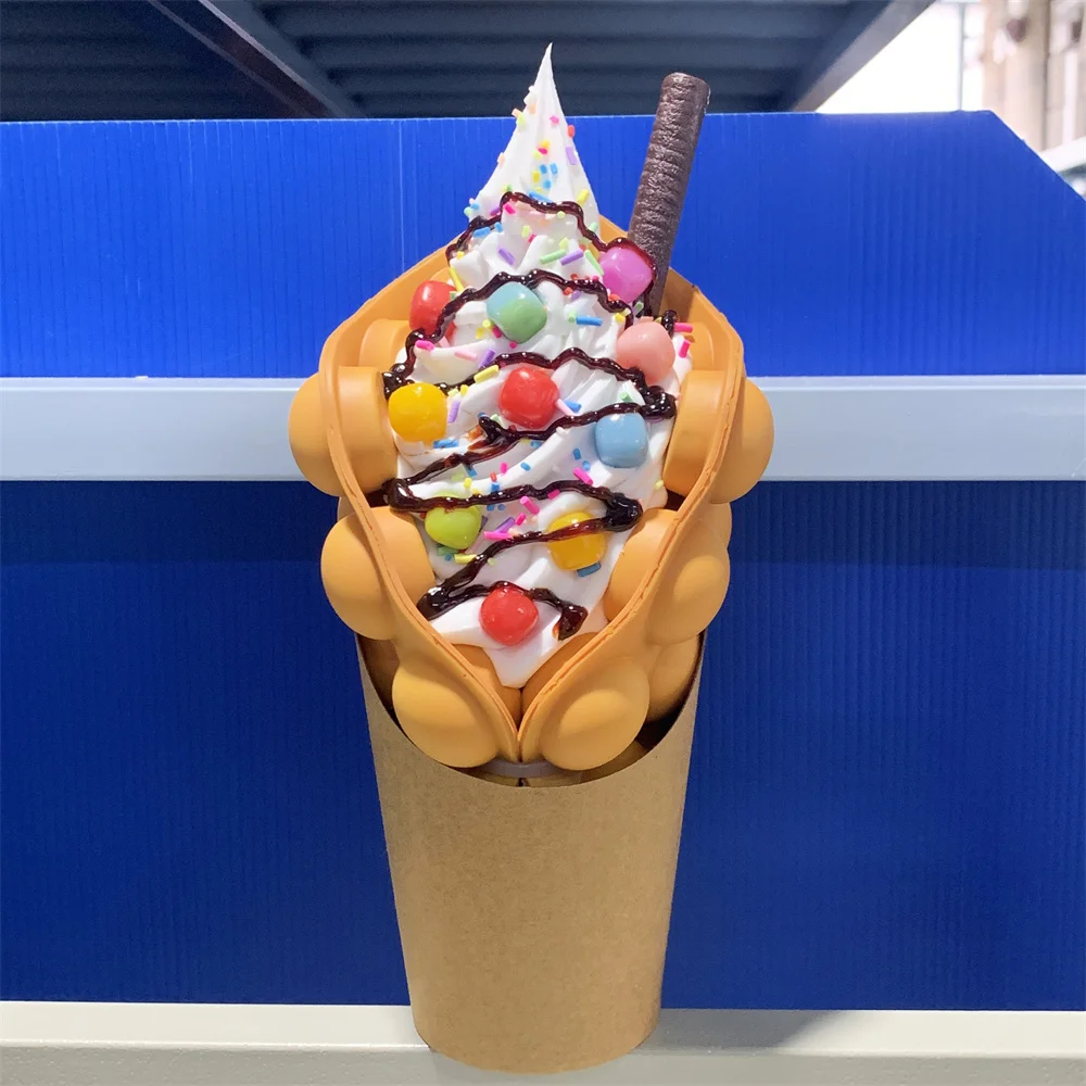 Fake Food Simulation Props Sample Display Egg Chocolate Bubble Waffle Porp Ice Cream Colorful Raspberry Lifelike Hongkong Lotus