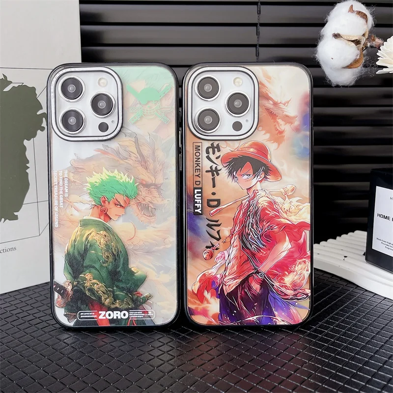 Cute One Piece Anime Luffy Gear 5 Phone Case for IPhone 15 14 13 12 11 Pro Max Luxury Acrylic Shockproof Protective Cover Capa