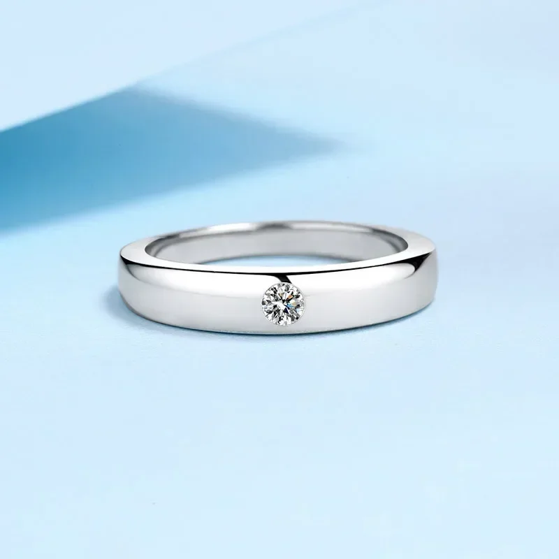 

Кольца унисекс с муассанитом 0,1 карата, роскошные платиновые ювелирные изделия PT950, универсальное кольцо для любителей бриллиантов VVS1