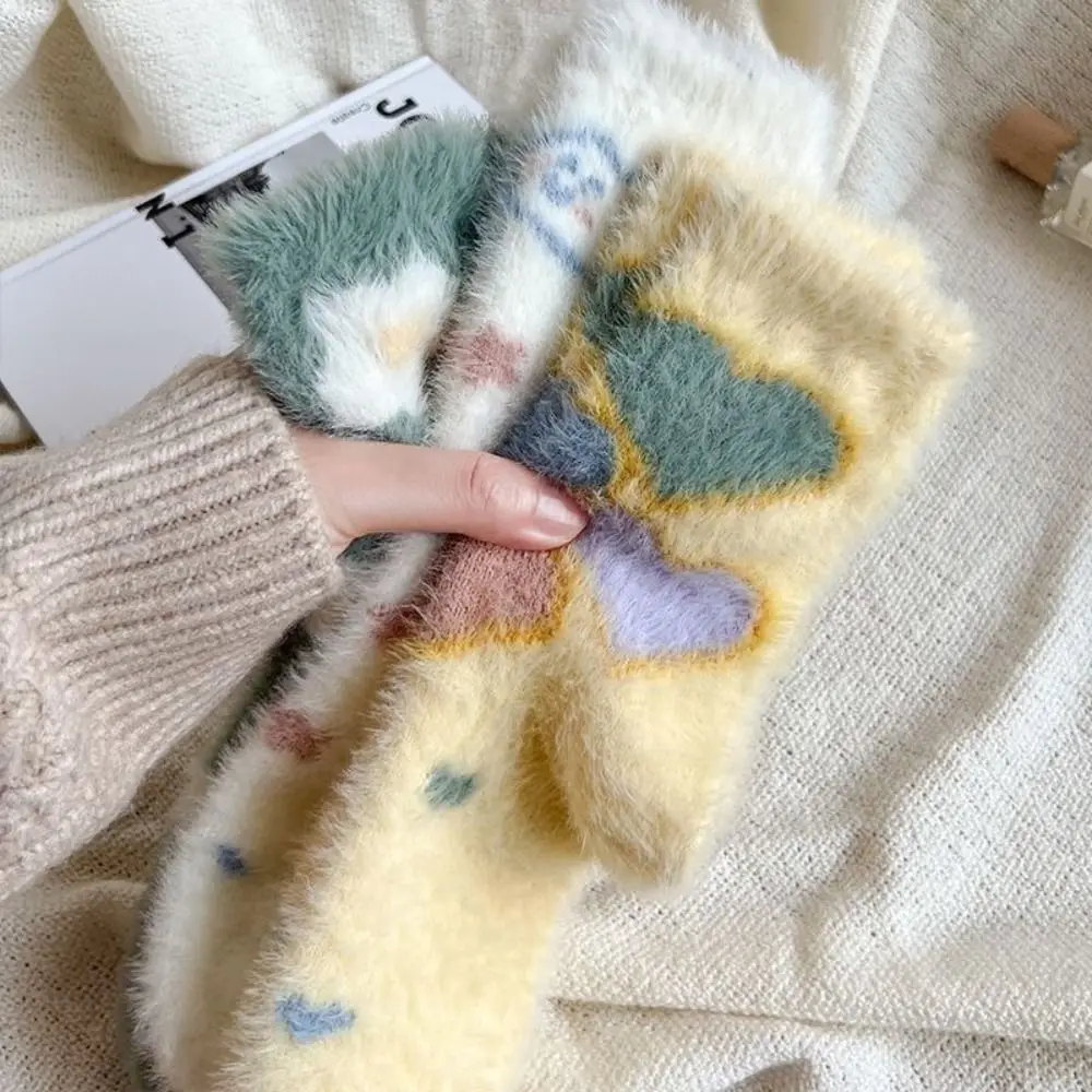5足組 漫画風ミンクファーソックス ソフトで可愛い寝巻きソックス レディース ふわふわで面白いぬいぐるみソックス 秋冬