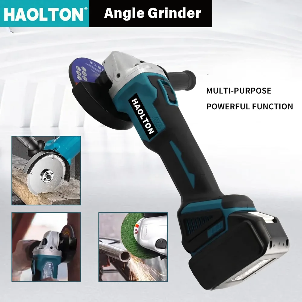 HAOLTON125MM M14 Brushless Electric Angle Grinder Cordless Cutting Machine Polishing Power Tool Compatible Makita 18V Battery