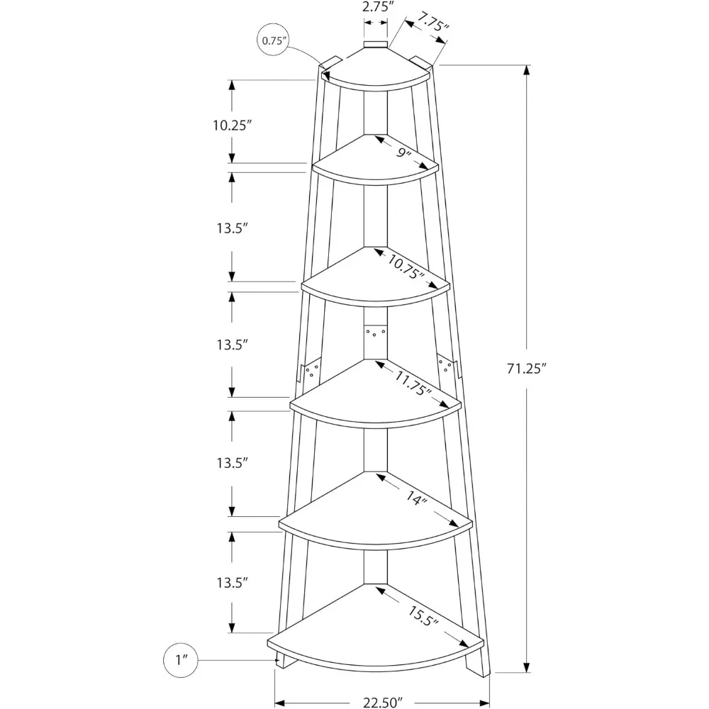 رف كتب معاصر من خشب الجوز المكون من 5 طبقات للمكتب وغرفة النوم - حل تخزين حديث