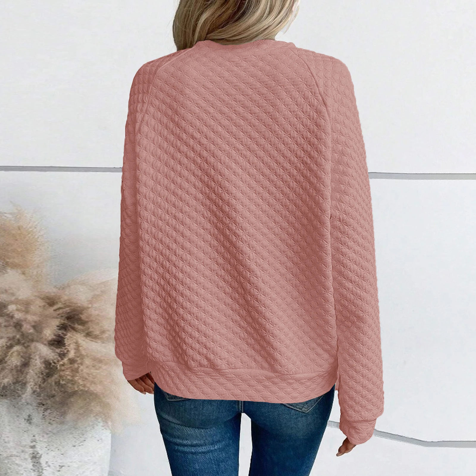 春秋の女性のルーズスウェットシャツカジュアル長袖 V ネックシンプルなプルオーバートップス