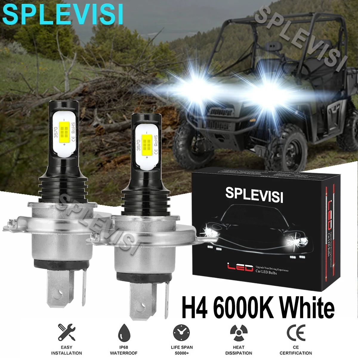 

2x70W White led headlight For Polaris XC 500 1999-2003 XC 600 1996-2003 XC 700 1997-2004 XC SP 500 1999-2006XC SP 600 1999-2005