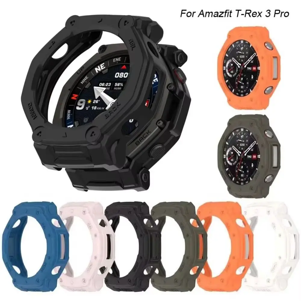 Novo tpu capa protetora oco quadro macio pára-choques anti-risco protetor de tela para amazfit t-rex 3 pro acessórios de relógio inteligente