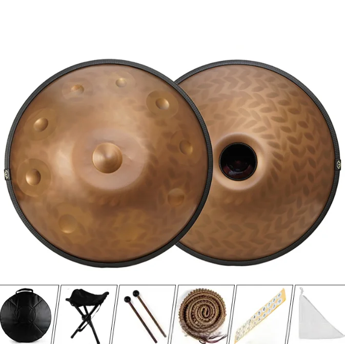Professional Handpan Drum Handmade Forged Tuning 440Hz 432Hz Steel Tongue Drum Percussion Instrument with Mallets & Bag