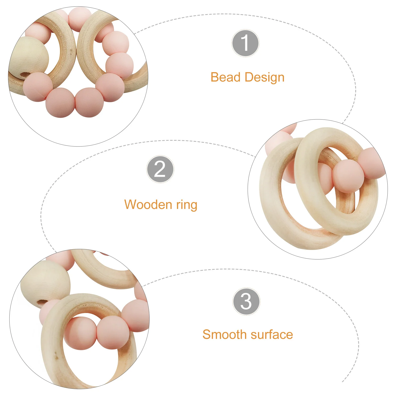 

1 шт., силиконовый браслет для прорезывания зубов, успокаивающее кольцо для укуса ребенка для младенцев, моторика малыша, кольца для прорезывания зубов