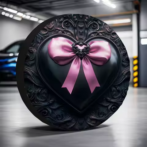 1pc Floral Pink Bow Tire Cover Universal Fit for Off-Road Wheel Protection Stylish Christmas Gift Idea Tire Covers