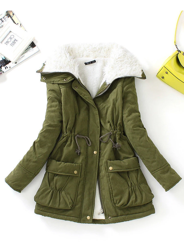 Fitaylor Mùa Đông Cotton Áo Khoác Nữ Slim Tuyết Khoác Ngoài Trung Dài Wadded Áo Khoác Cotton Dày Dặn Lót Bông Ấm Áp Parkas