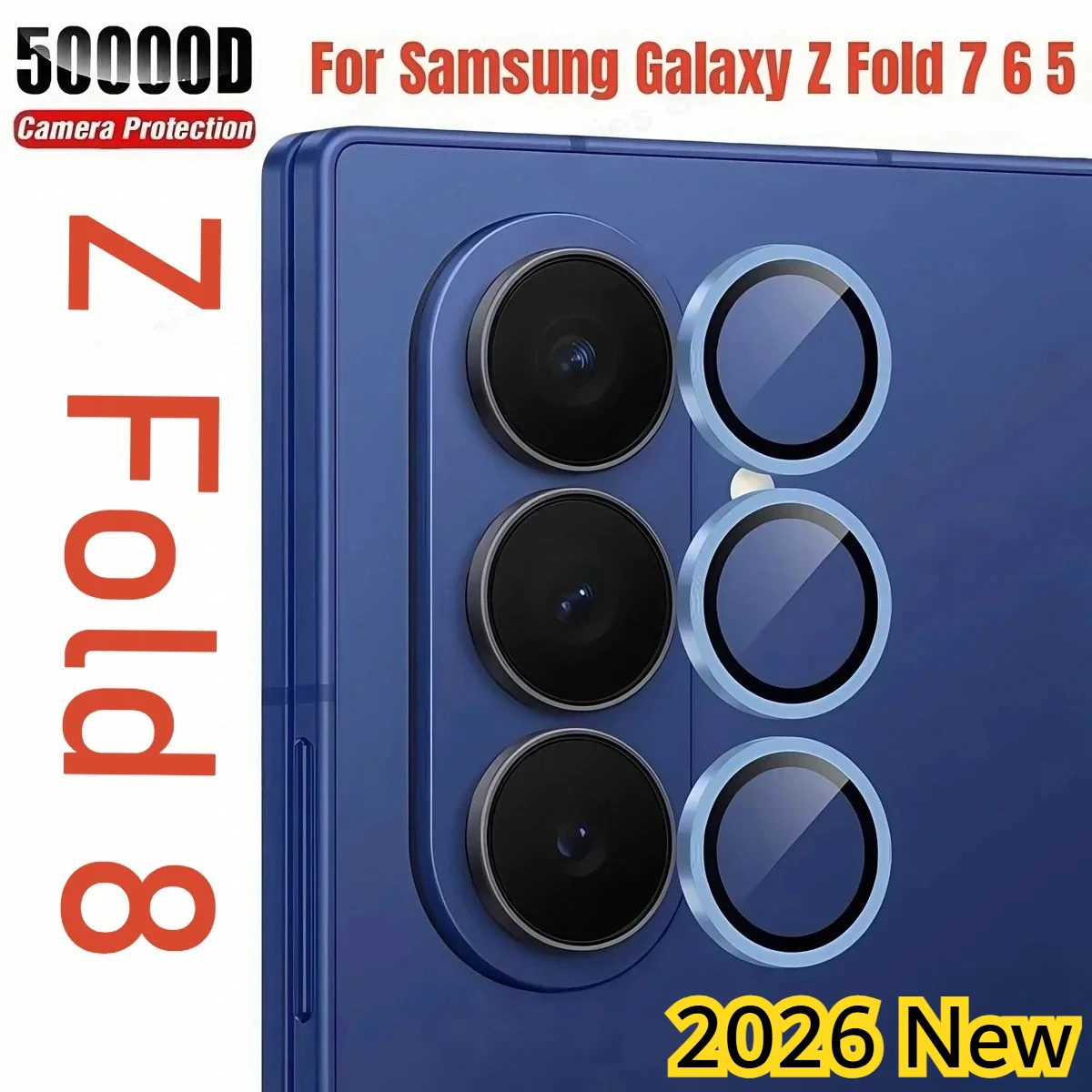 New Camera Metal Lens Ring Protectors for Samsung Galaxy Z Fold Filp 8 WIDE 7 6 5 Back Camera 9H HD Tempered Glass Film Lens Cap