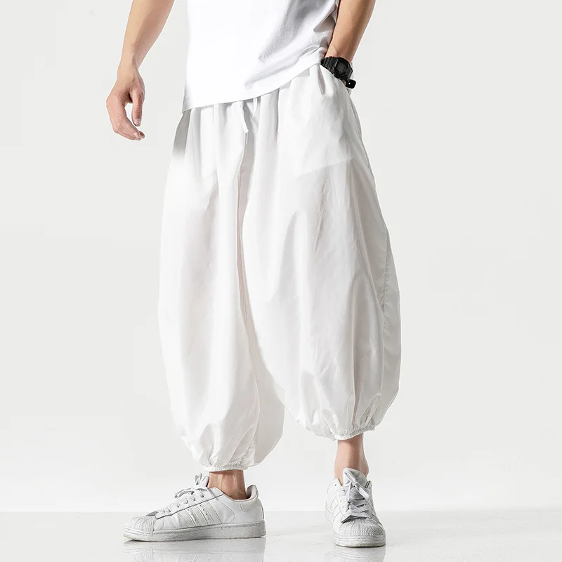 Chinese Style Thin Casual Baggy Cropped Pants Men Clothing Summer Loose Plus Size Tai Chi Kung Fu Bloomers Fashion Harem Pants