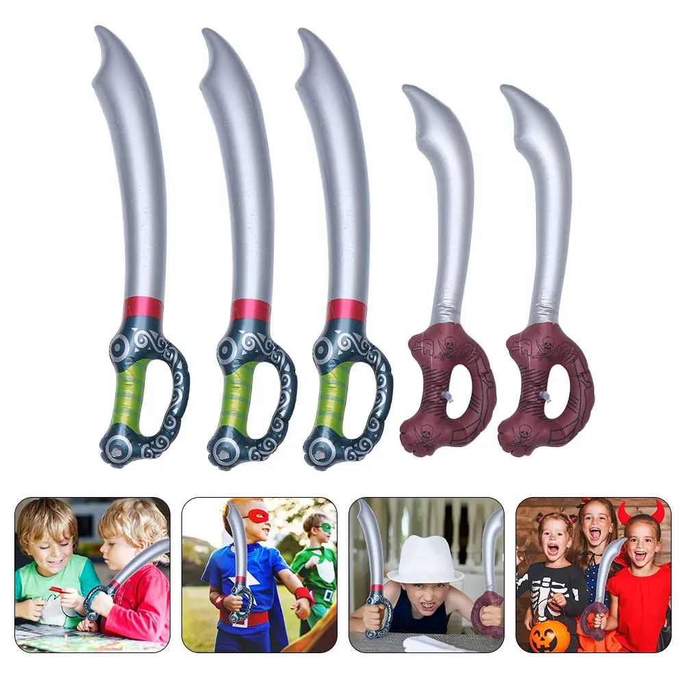 Épée de Pirate gonflable, 5 pièces, gonflage rapide, dégonflage, Portable, en PVC, pour décoration de fête, spectacle sur scène, Festival, Cosplay