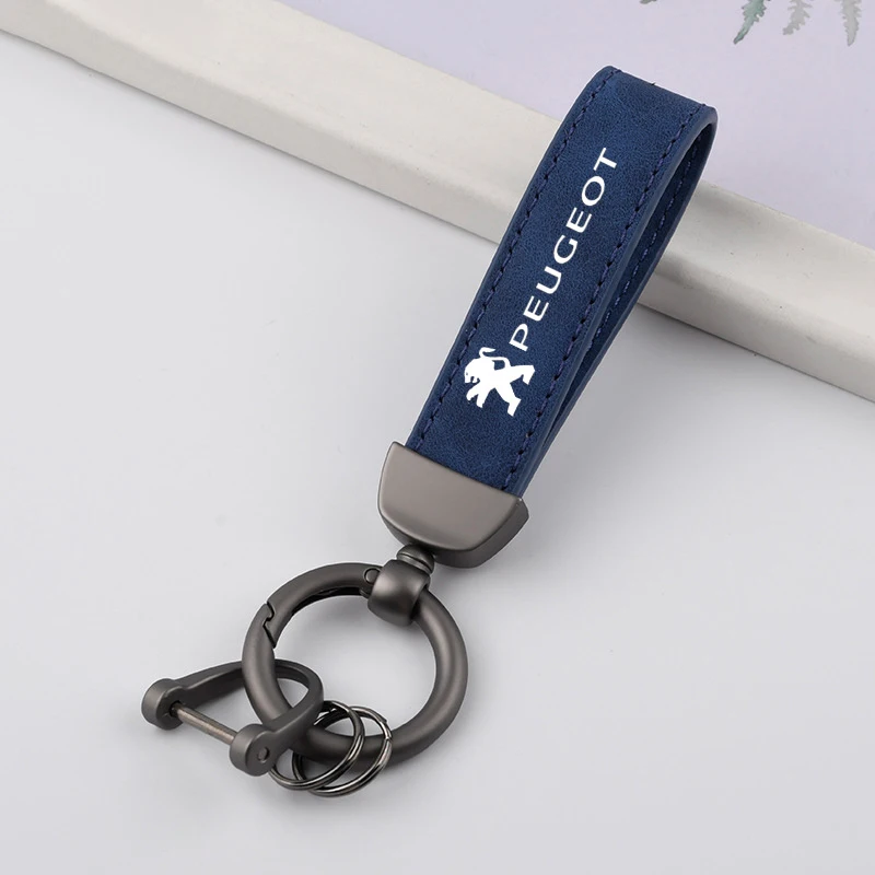 Leather Car Keychain Key Ring Chain Pendant Buckle Men Women Gifts For Peugeot 307 206 308 207 406 407 408 3008 4008 Accessories