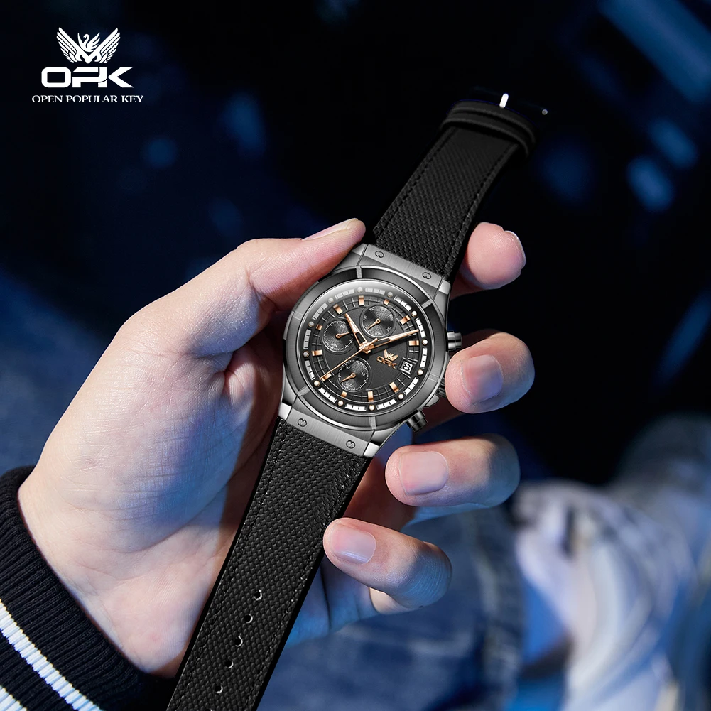 OPK Brand Watch Fashion Trend Large Dial Multifunctional Luminous Waterproof Quartz Men's Watch 8193