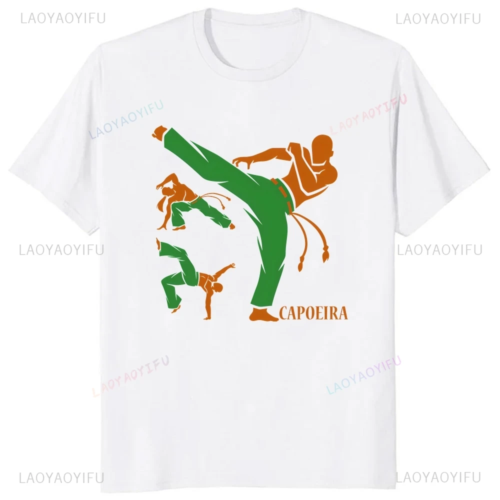 Brazilian War Dance Printed T-shirt Top Vintage Capoeira Summer Trend Harajuku Short Sleeve Unisex Shirt Pattern Large T-shirt