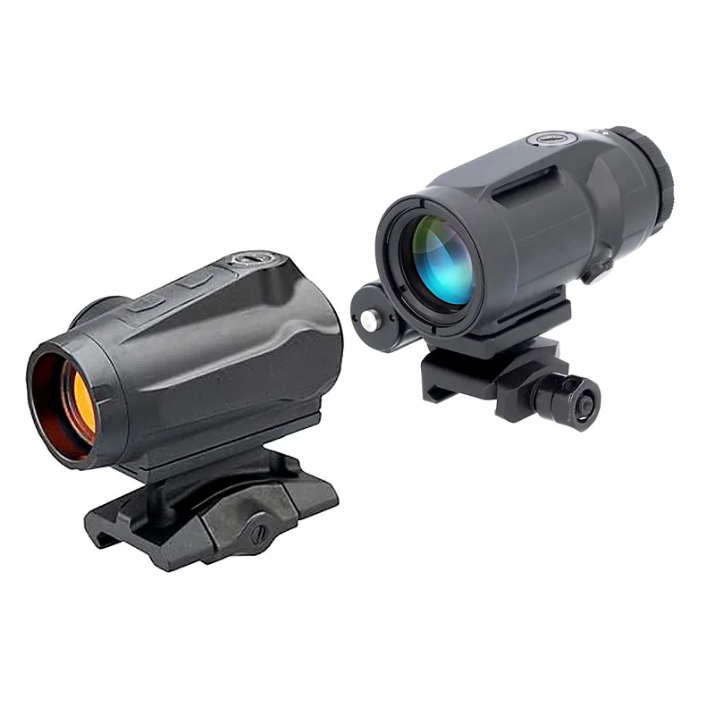 Tactical 5X Magnifier 5x24mm Optics And R5 Gen 2 Red Dot Sight Combo Aluminum Compact Durable Lightweight Scope Picatinny Rail