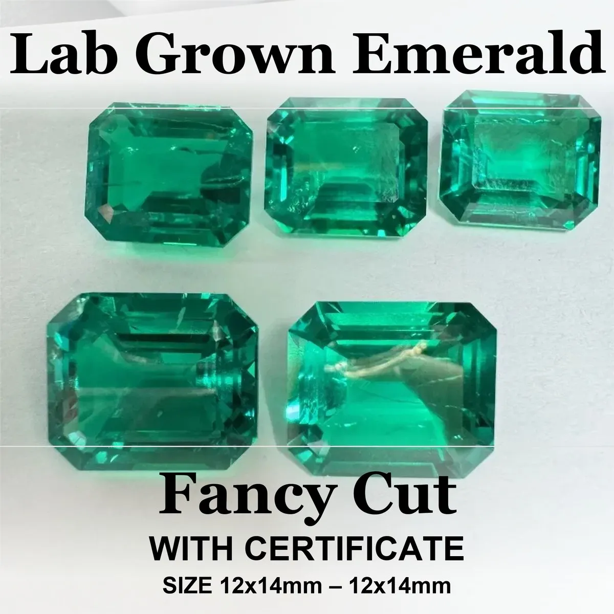 Lab Grown Emeralds Hydrothermal Emerald 12x14mm Hand Cutting With Cracks Inclusions Inside Selectable Certificate