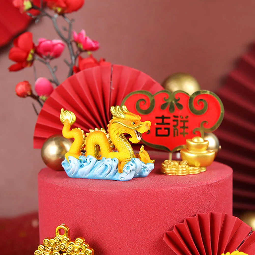 2 Pcs Miniature Dragon Statue Chinese Micro Landscape Animal Cartoons Wedding Baby