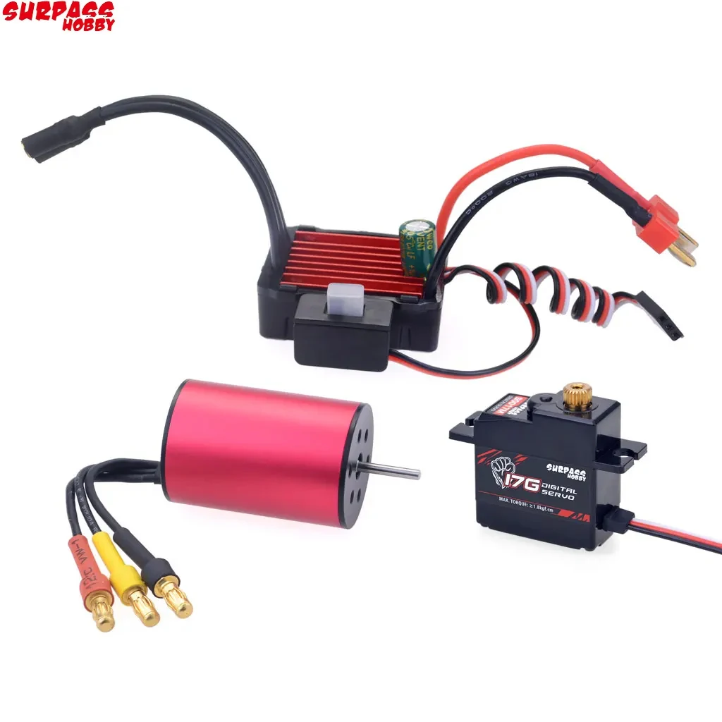 SURPASSHOBBY KK Combo 2435 3300KV Brushless Motor w/ 25A ESC + S0017M 17G Servo for 1:16 1:18 RC Buggy Drift Racing Car