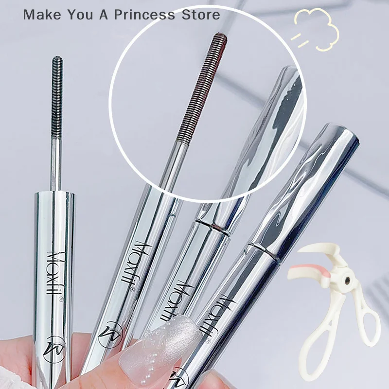 New Metal Lashes Mascara Waterproof Silk Fiber Mascara Black Long Curling Eyelash Extensions Non-clumping Eyes Makeup Cosmetics
