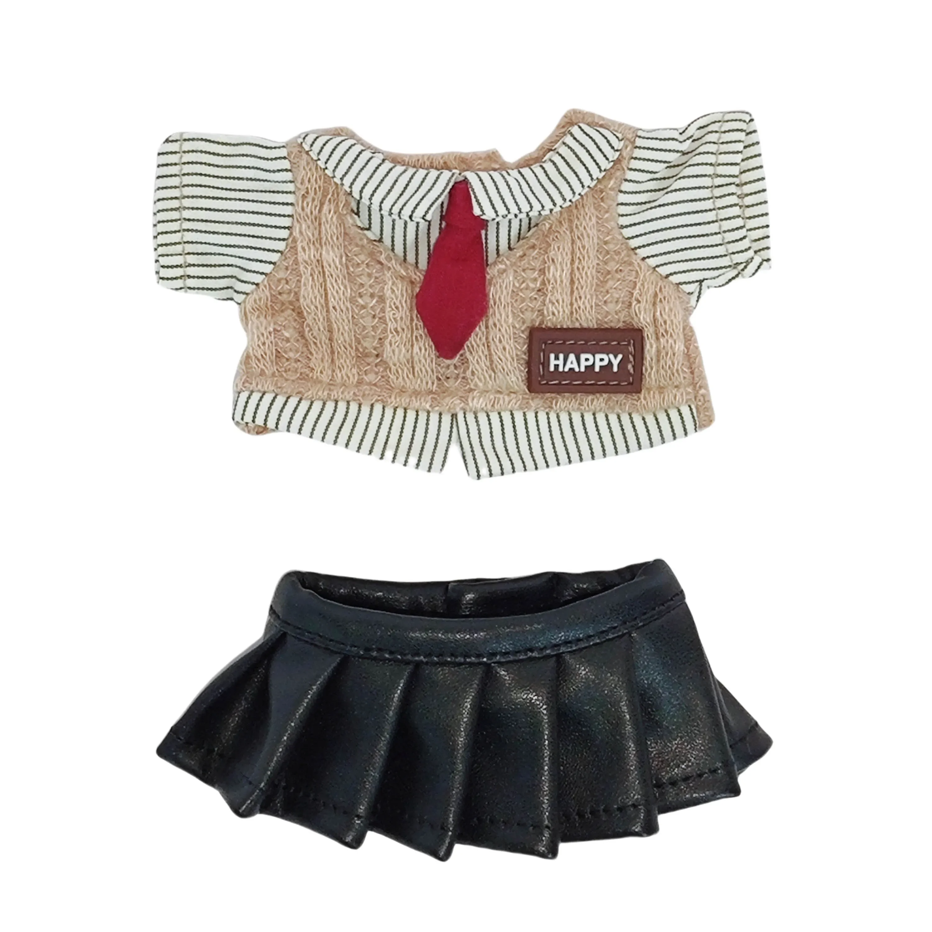 For 15-17cm Clothes for Labubu Blind Box Keychain Labubu Outfit – Preppy Style Fake Two-Piece Set for Labubu Doll