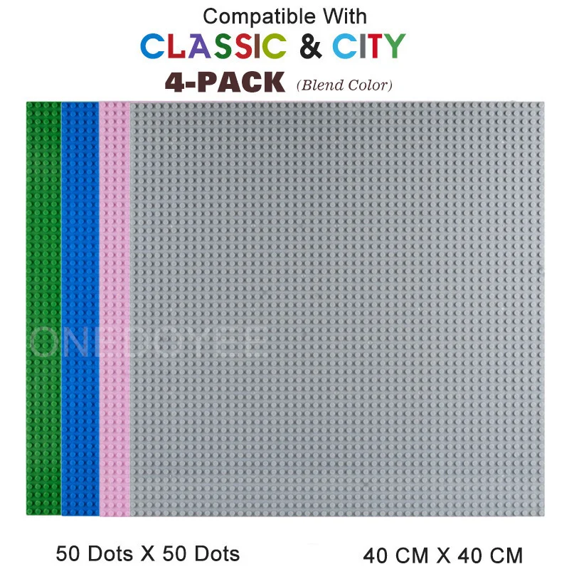 

NEW 50*50 Dots Assembly Bricks Baseplate 4 Pack Classic Base Plates City Street Road Plate Compatible All Brands Building Block