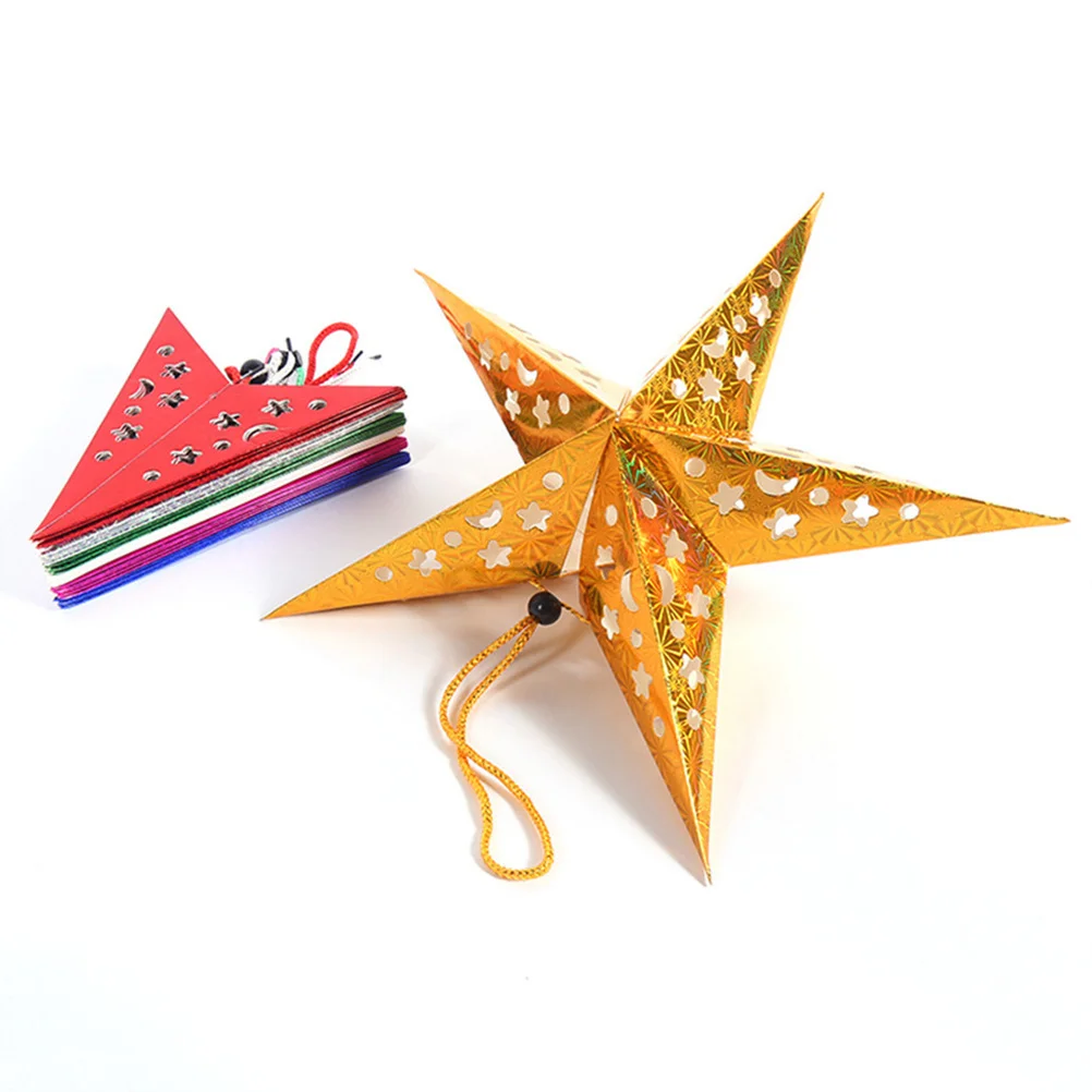 

5Pcs Paper Star Light Pentagram Lampshade Hanging Ornament for Wedding Christmas Party Home Decor