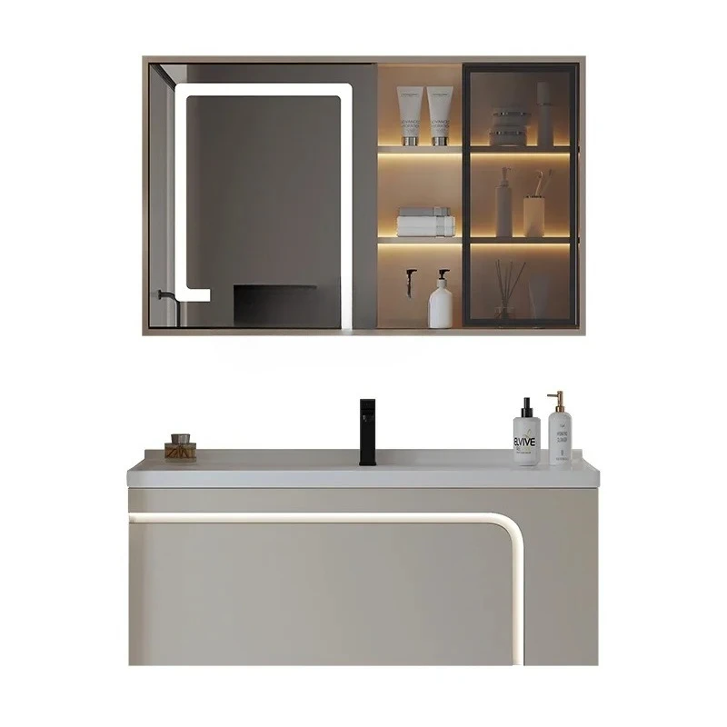 

57 Cream ceramic integrated basin, bathroom cabinet combined bathroom, washstand new