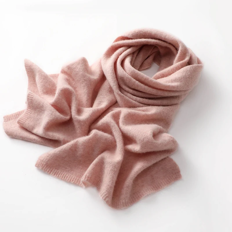 

New 100% Cashmere Women's Knitted Scarf Autumn Soft Solid Color Scarf Winter Warm Solid Color Men's and Women's Scarf