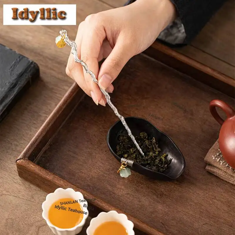 Ebony Wood Tea Scoop Boutique Tea Presentation Vessel Shovel Chahe Appreciation Ladle Oolong Tea Tableware Equipment Ornaments