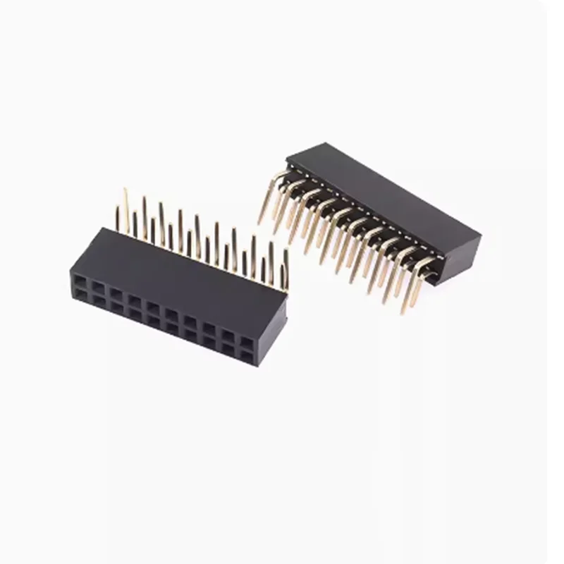 10pcs 2X2/3/4/5/6/7/8/9/10/12/20/40 Pin Double Row Right Angle Female Pin Header 2.54mm Pitch Strip Connector Socket