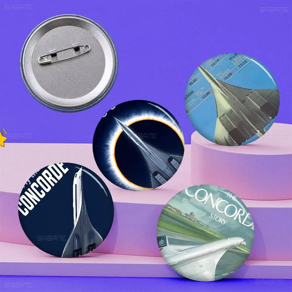 Retro Concorde Supersonic Aviation 58mm Cute Series Pins Funny Badge Interesting Cartoon Brooches Backpack Clothes Accessory