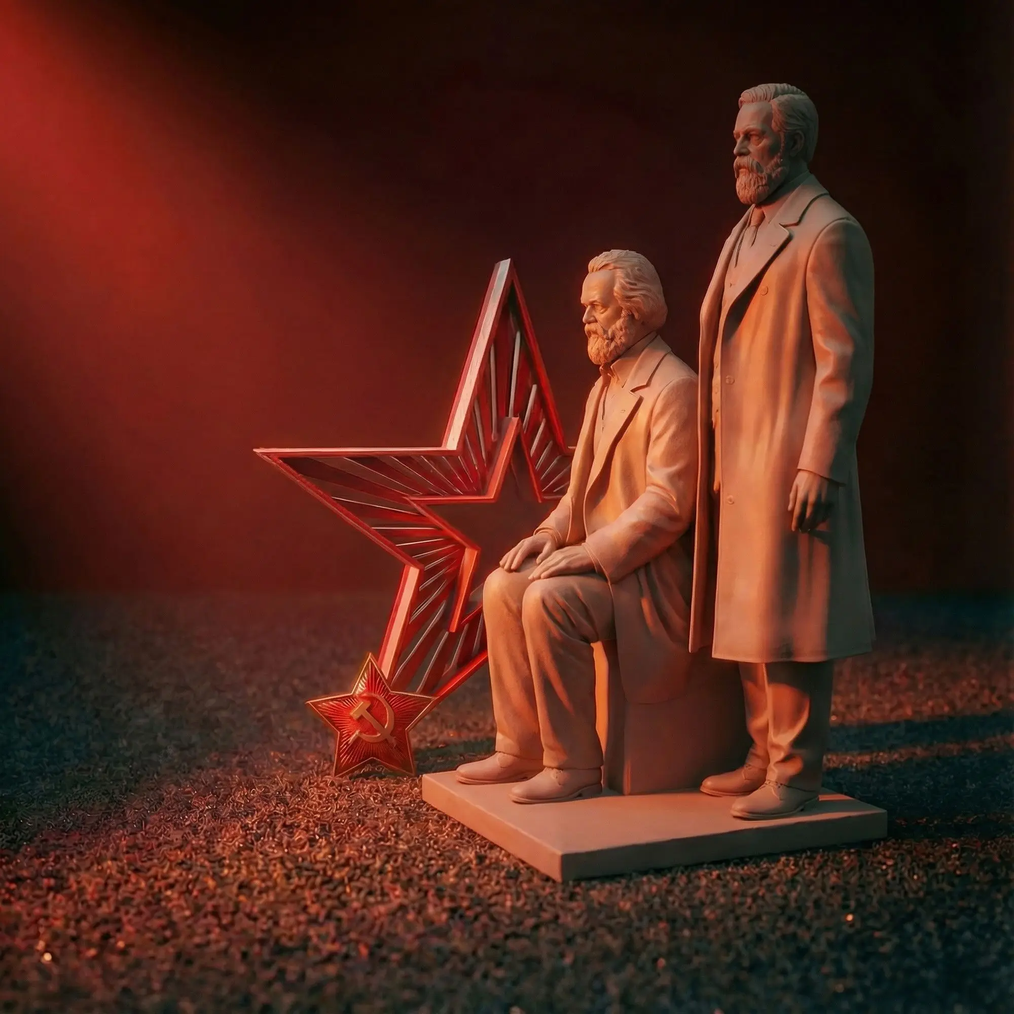 Statue of Marx and Engels 3d Printed Blank Model DIY Coloring Figurines Miniature Decoration Ornament Crafts