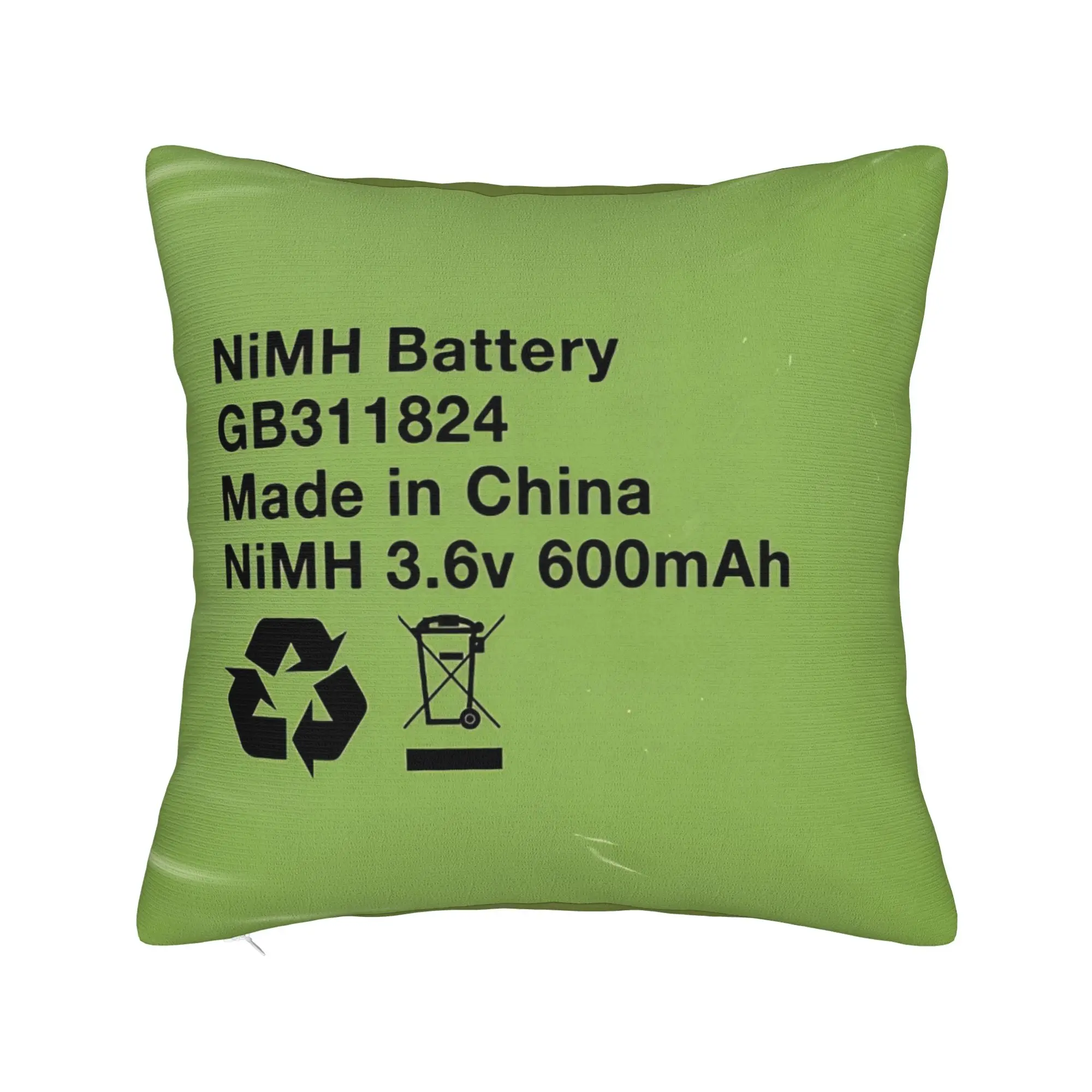 NiMH Battery Square Pillow Cases Funny Meme Cushion Cover Funny Zipper Decor Throw Pillow Case Cover for Car 40*40cm