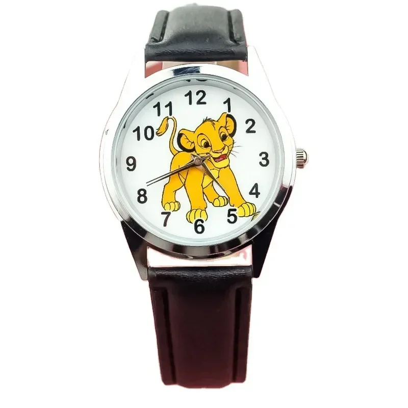 Correa de reloj de cuero de Disney The Lion King para niños y niñas, esfera de cristal, Pin, estilo hebilla, regalo