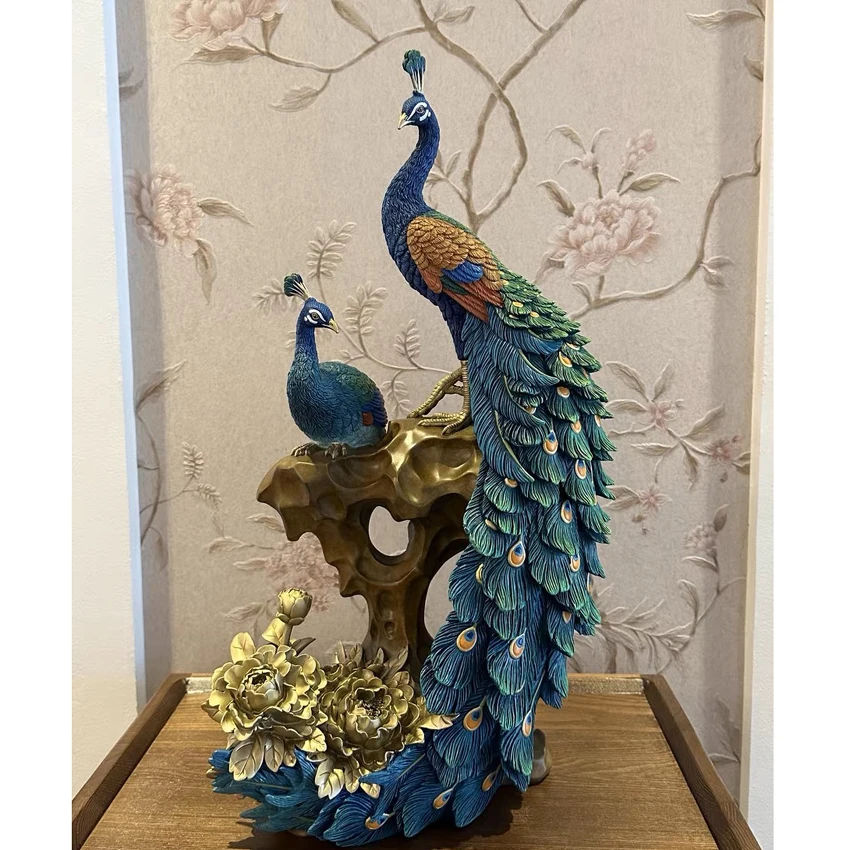 

Rare TOP decoration ART 2023 high grade Good luck Auspicious wealth peacock Sculpture HOME OFFICE BAR CLUB bring money Large