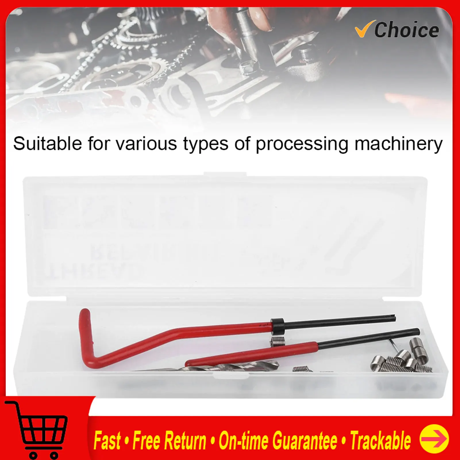 

Набор вставок для ремонта резьбы, набор вставок для ремонта резьбы M4 с прозрачной пластиковой коробкой для обработки машин, инструмент для нарезания резьбы