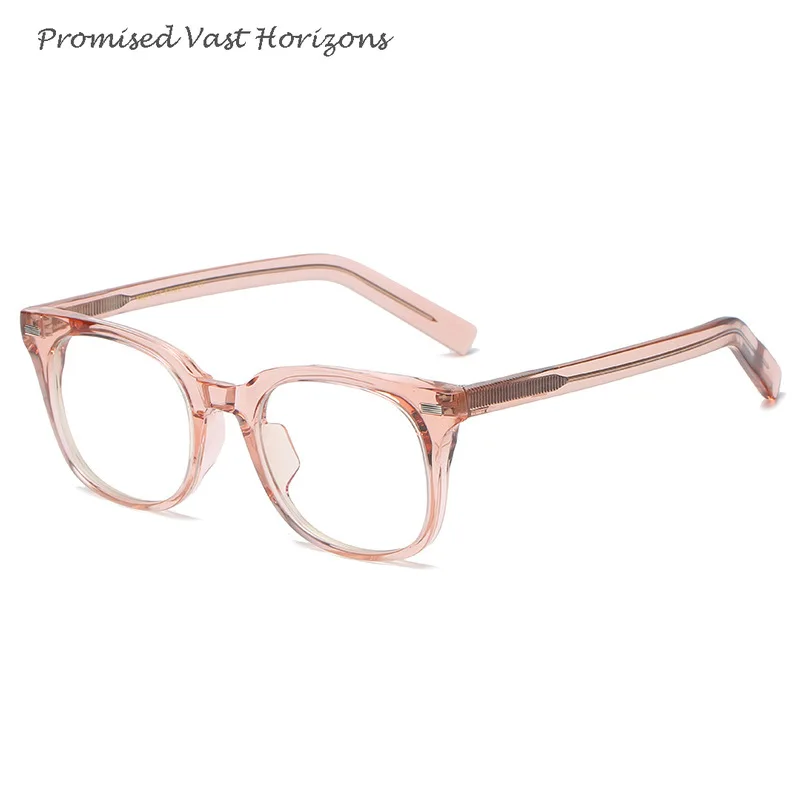 Корейская квадратная заклепка TR90, большая передняя игла внутри, регулируемые ацетатные дужки, блокирующая синий свет, плоские линзы, оправа для очков